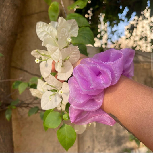 Lilac Bloom Organza Scrunchie