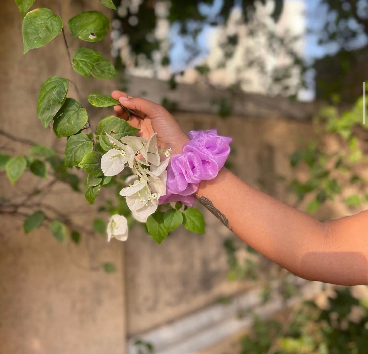 Lilac Bloom Organza Scrunchie