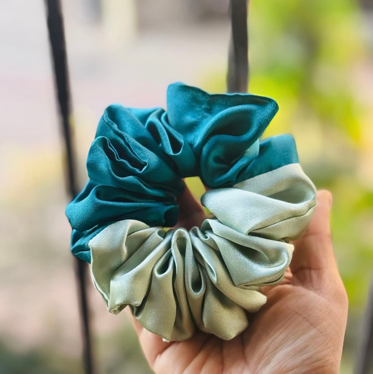 Dual Matcha satin scrunchie