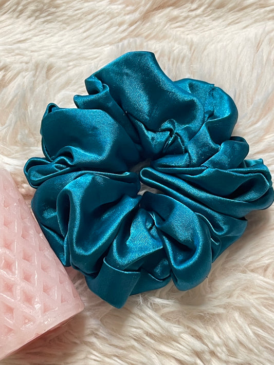 Peacock green satin Scrunchie