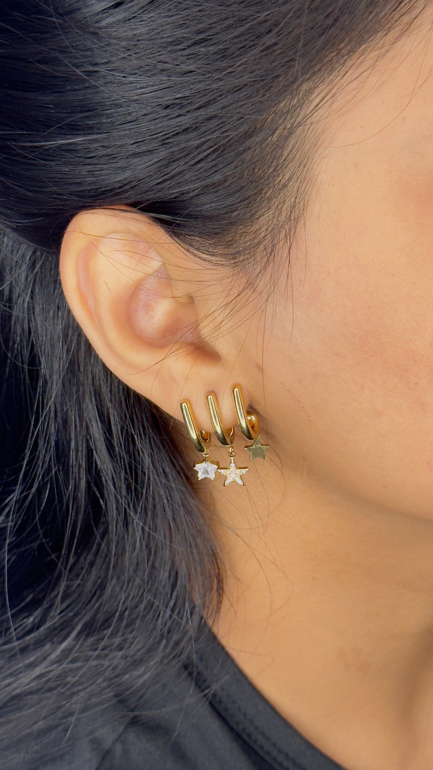 The Celeste Star Trio Hoops- 316 Certified