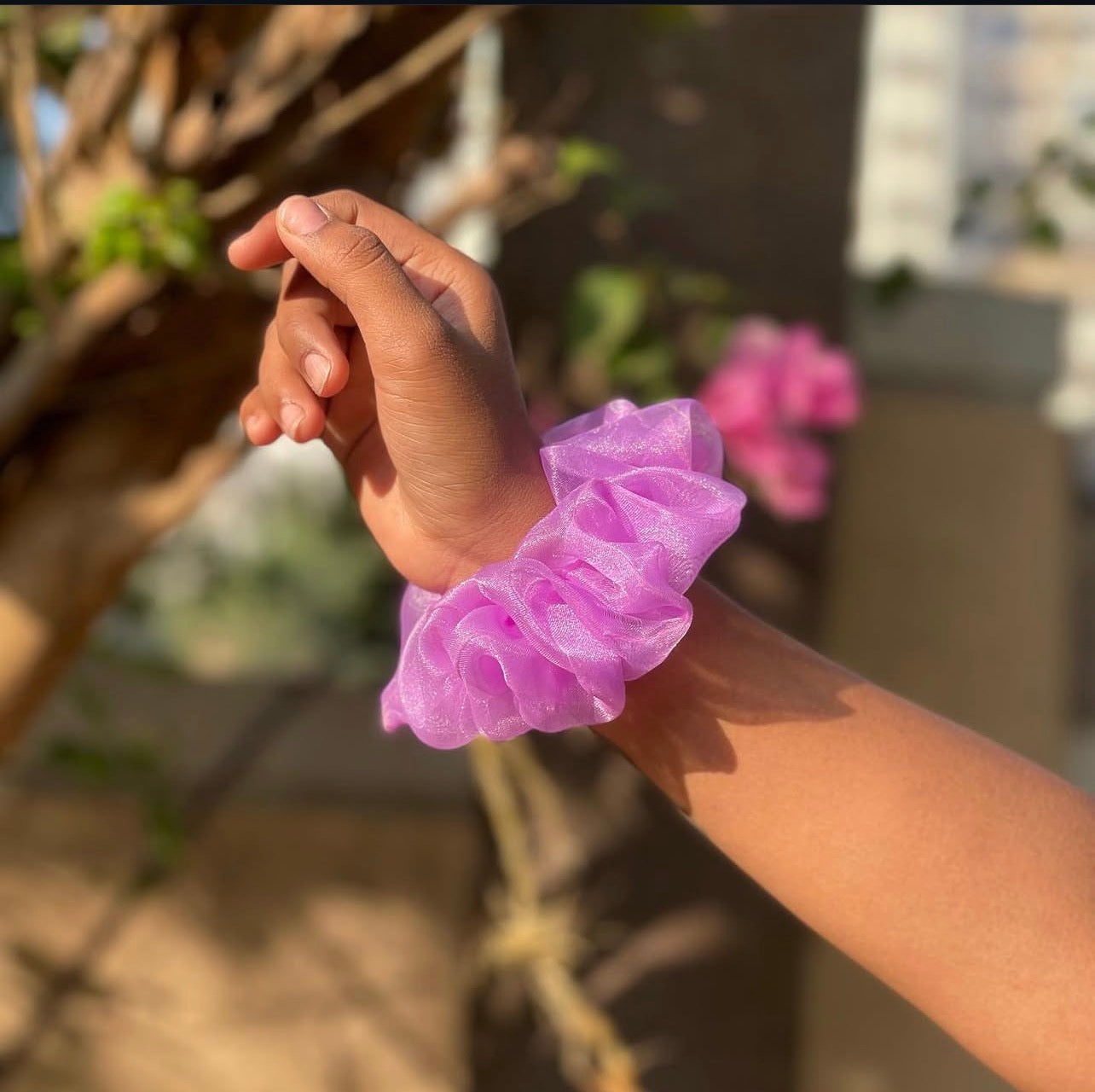 Lilac Bloom Organza Scrunchie