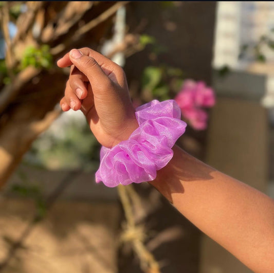 Lilac Bloom Organza Scrunchie