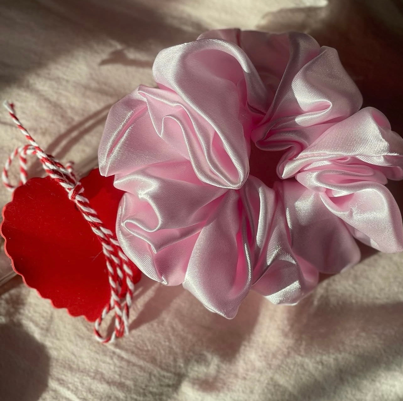 Baby Pink Satin Scrunchie
