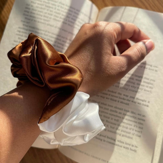 Dual Mocha Cloud Satin Scrunchie 🤎☁️