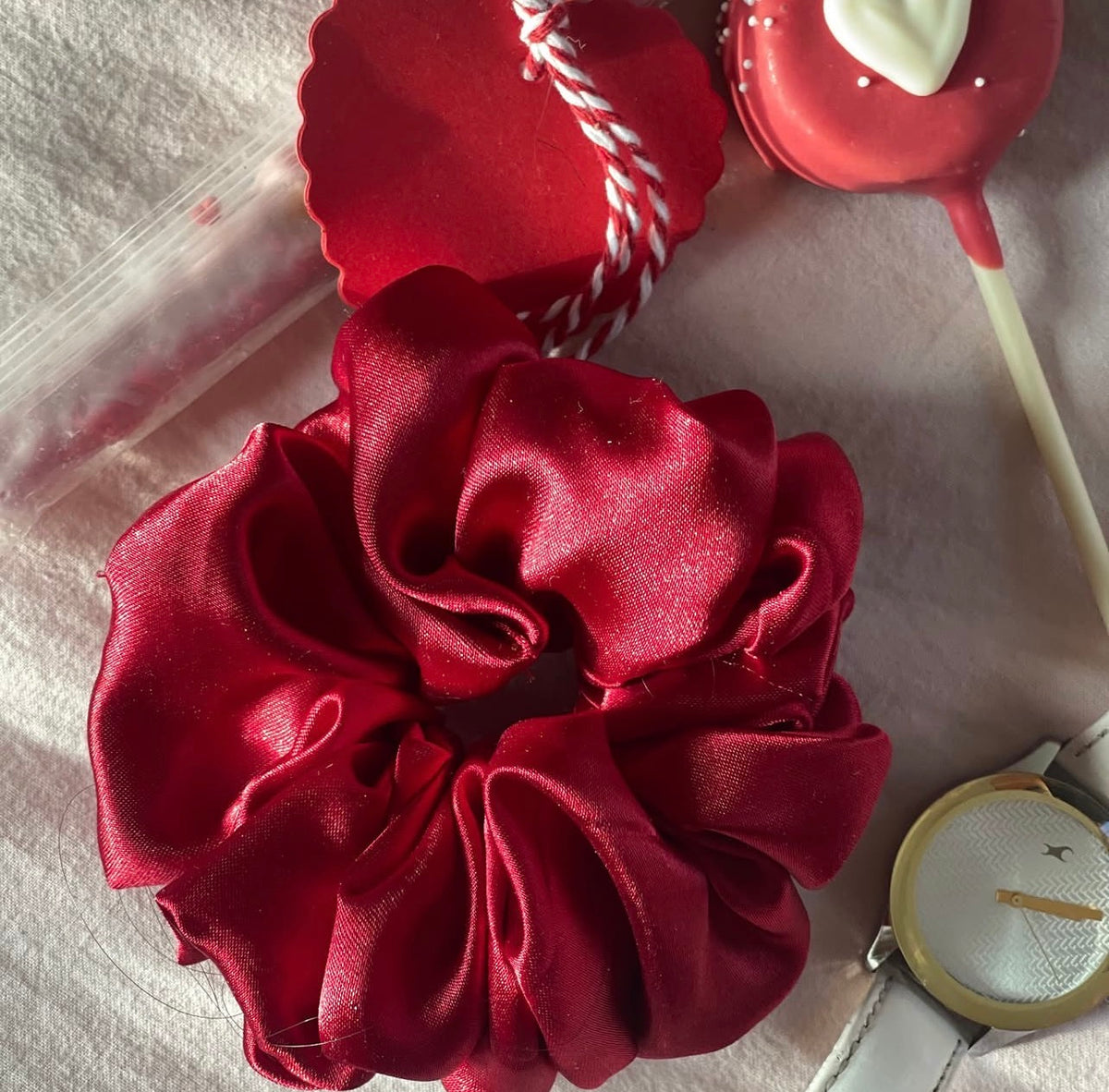Ruby Red - Satin scrunchie