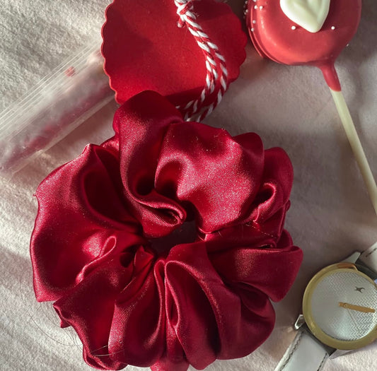 Ruby Red - Satin scrunchie