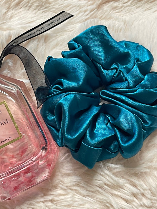 Peacock green satin Scrunchie