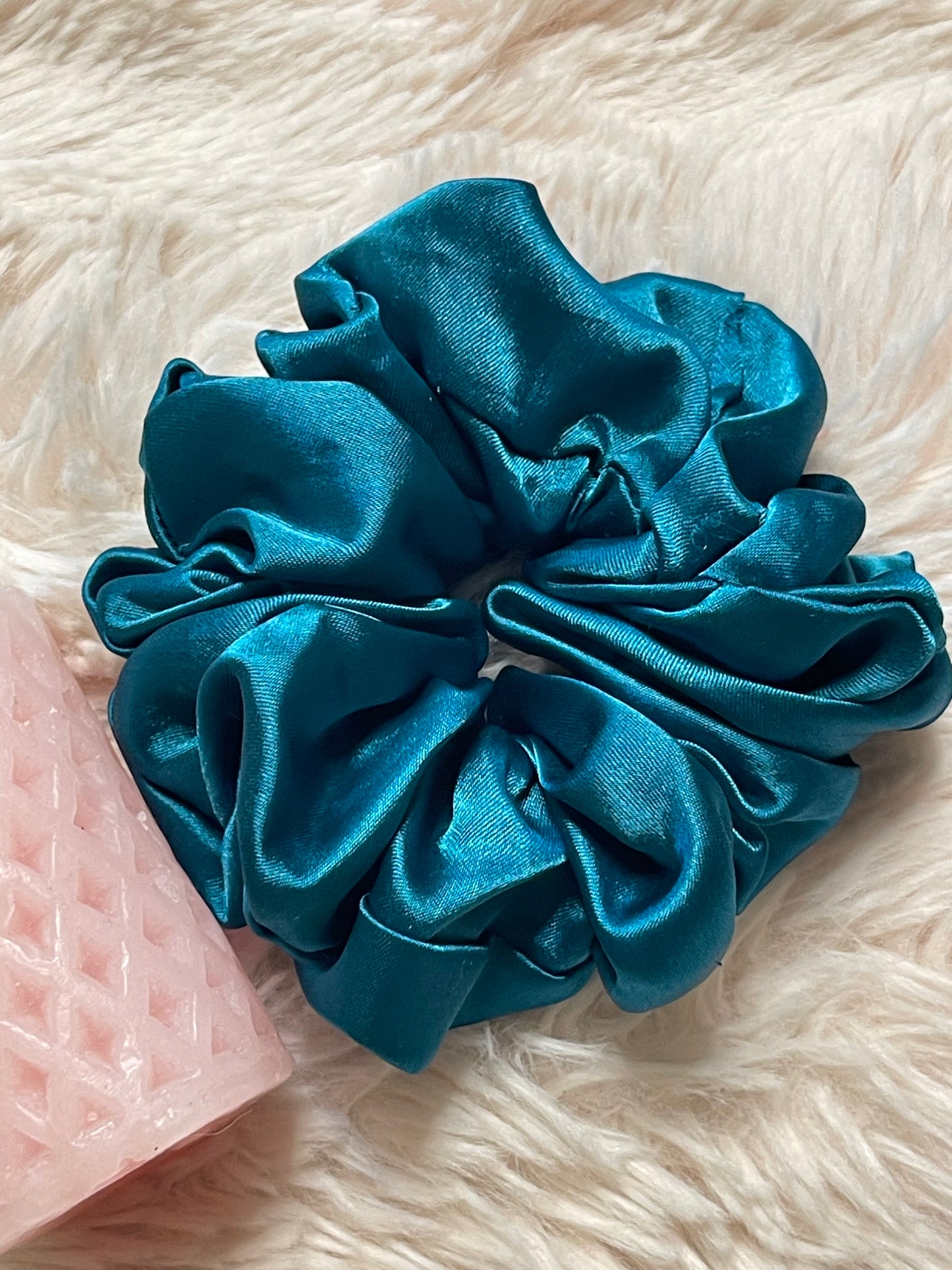 Peacock green satin Scrunchie