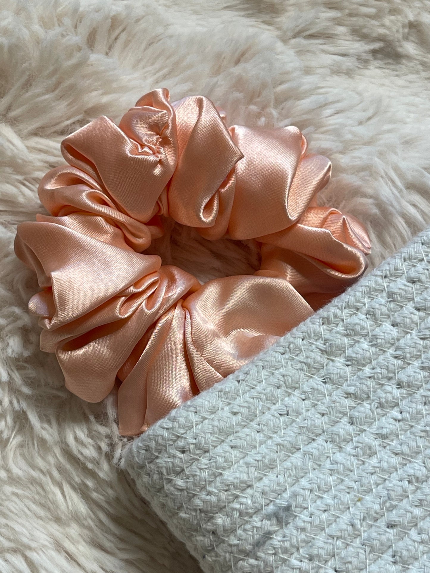 Peach Satin Scrunchie