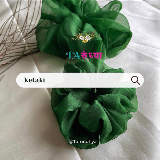 Emerald Mist Organza Scrunchie 🌿✨