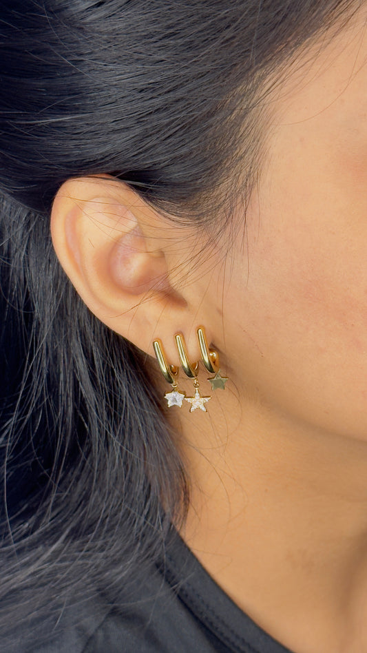 The Celeste Star Trio Hoops- 316 Certified